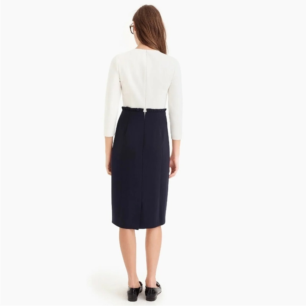 J. Crew White and Navy Midi Dress